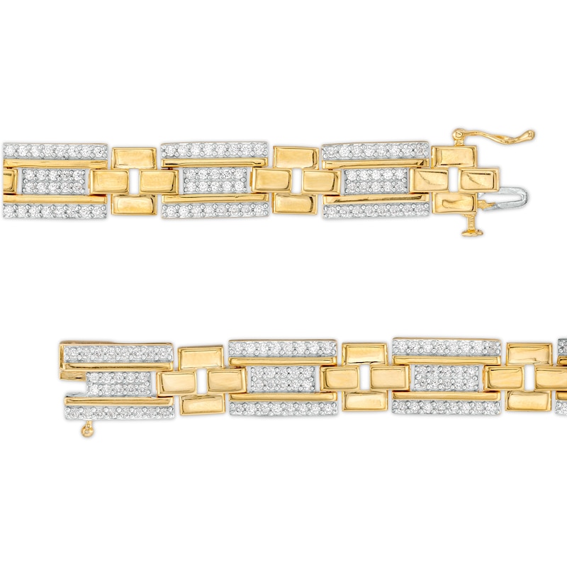Main Image 3 of Men's 2-1/2 CT. T.W. Certified Lab-Grown Diamond Multi-Row Link Bracelet in 14K Gold (F/SI2) – 8.47"