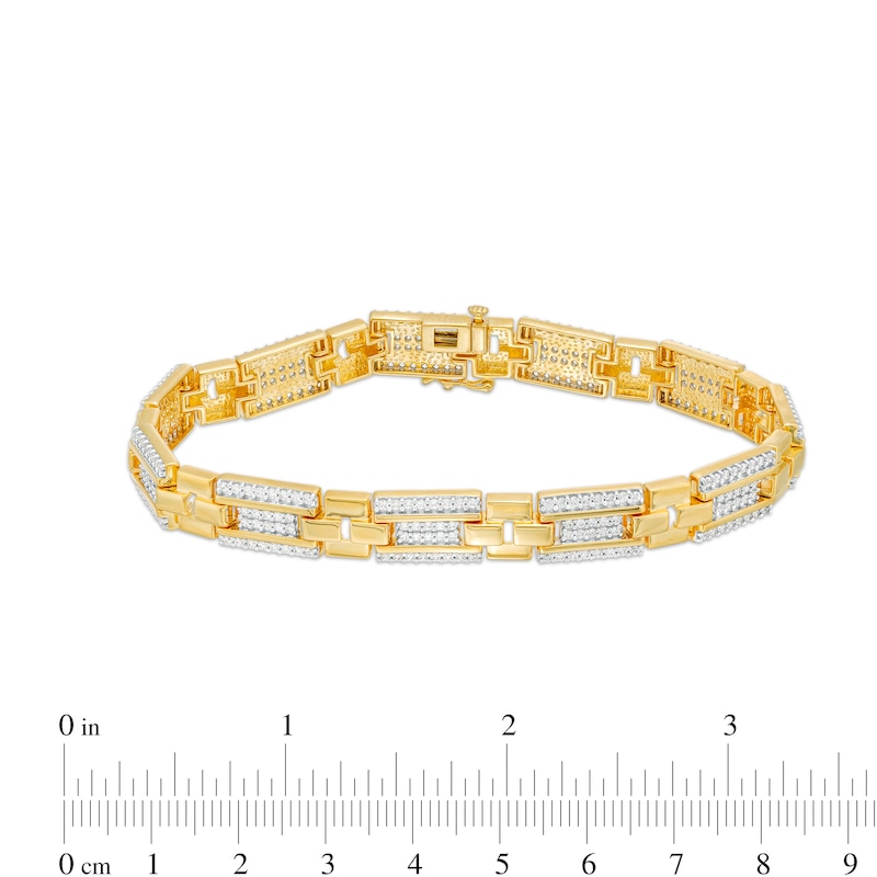 Main Image 4 of Men's 2-1/2 CT. T.W. Certified Lab-Grown Diamond Multi-Row Link Bracelet in 14K Gold (F/SI2) – 8.47"