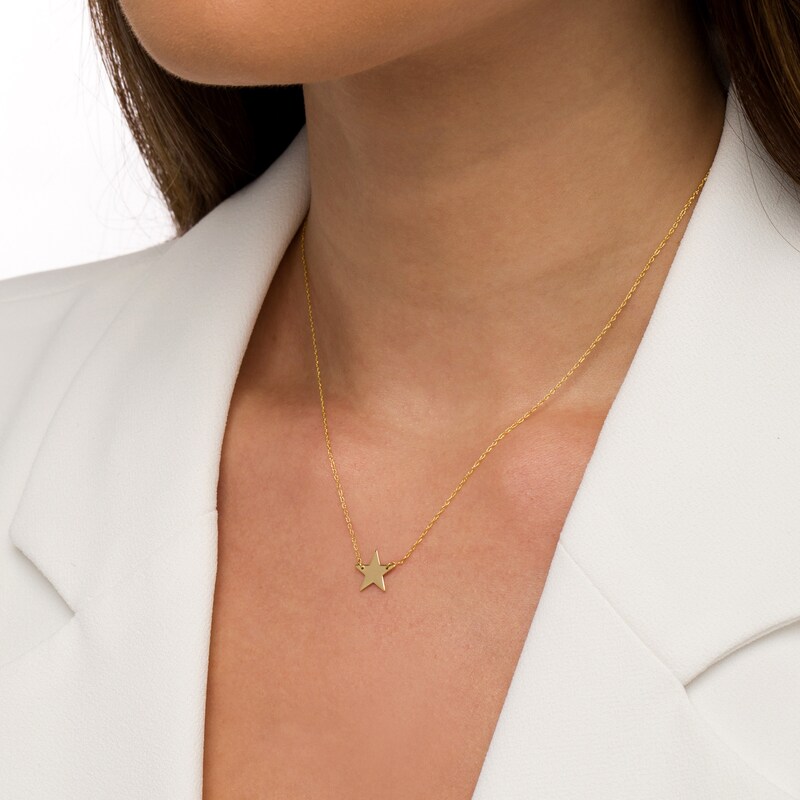 Main Image 2 of Mini Star Disc Necklace in 14K Gold