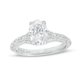 Vera Wang Love Collection 1-7/8 CT. T.W. Certified Oval Diamond Split Shank Engagement Ring in 14K White Gold (I/SI2)