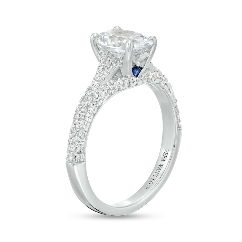 Main Image 3 of Vera Wang Love Collection 1-7/8 CT. T.W. Certified Oval Diamond Split Shank Engagement Ring in 14K White Gold (I/SI2)