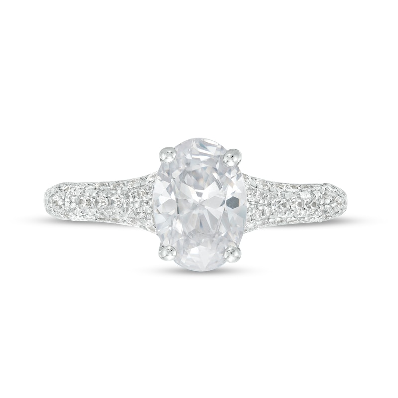 Main Image 4 of Vera Wang Love Collection 1-7/8 CT. T.W. Certified Oval Diamond Split Shank Engagement Ring in 14K White Gold (I/SI2)