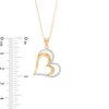 Thumbnail Image 4 of Diamond-Cut Tilted Double Heart Outline Drop Pendant in 10K Two-Tone Gold