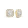 Thumbnail Image 0 of Men's 3/4 CT. T.W. Certified Cushion-Shaped Lab-Created Multi-Diamond Frame Stud Earrings in 14K Gold (F/SI2)