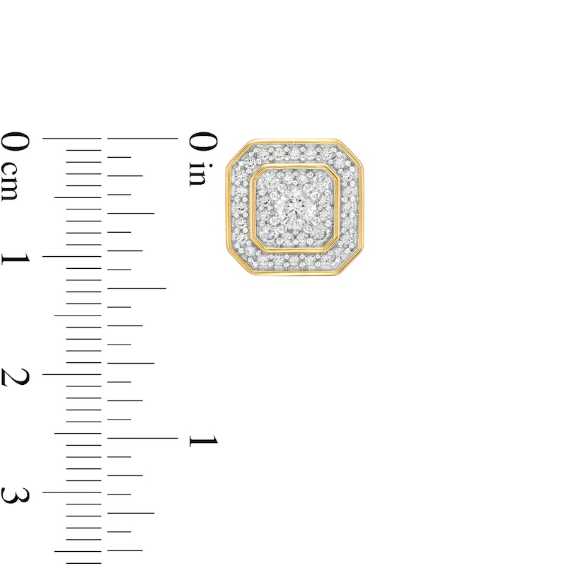 Men's 3/4 CT. T.W. Certified Cushion-Shaped Lab-Created Multi-Diamond Frame Stud Earrings in 14K Gold (F/SI2)