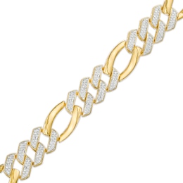 Men's 1-1/2 CT. T.W. Diamond Figaro Chain Bracelet in 10K Gold – 8.5&quot;