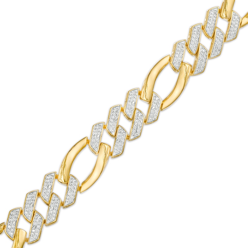 Main Image 1 of Men's 1-1/2 CT. T.W. Diamond Figaro Chain Bracelet in 10K Gold – 8.5"