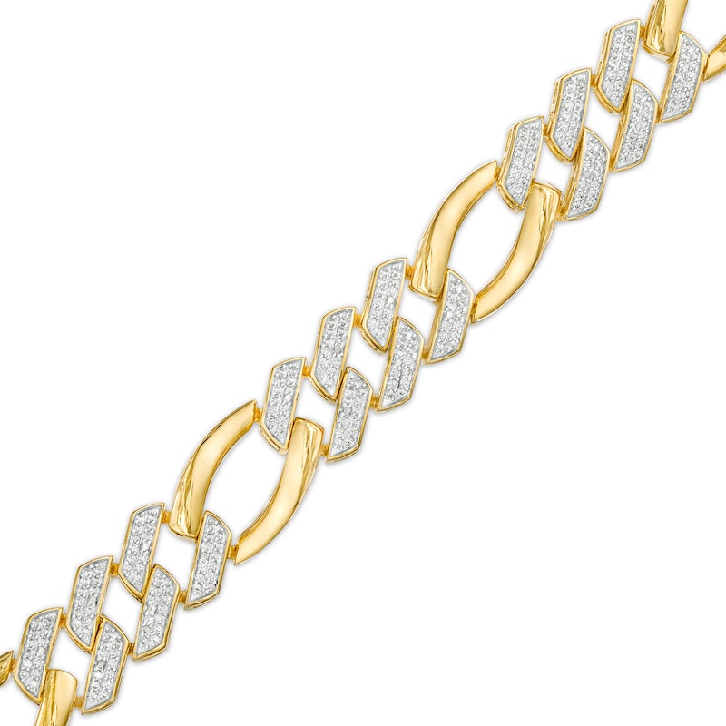 Men's 1-1/2 CT. T.W. Diamond Figaro Chain Bracelet in 10K Gold – 8.5"