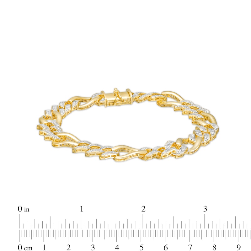 Men's 1-1/2 CT. T.W. Diamond Figaro Chain Bracelet in 10K Gold – 8.5"