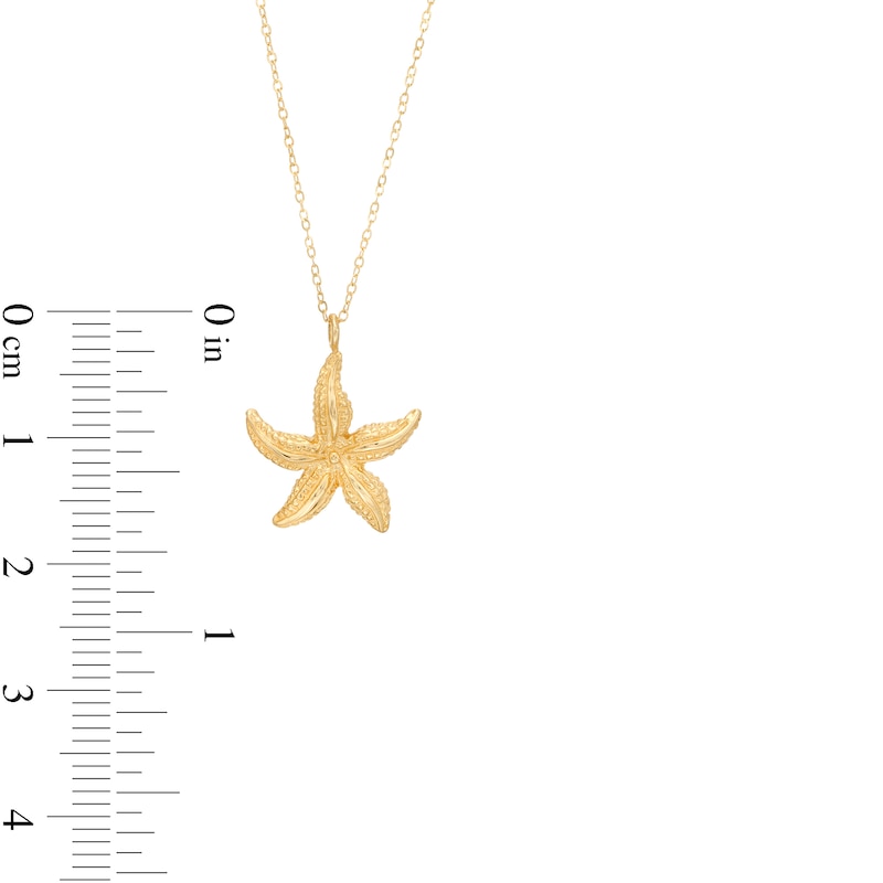 Main Image 3 of Polished and Beaded Starfish Pendant in 10K Gold – 17"