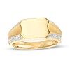 Thumbnail Image 1 of Men's 1/5 CT. T.W. Diamond Border Concave Shank Signet Ring in 10K Gold