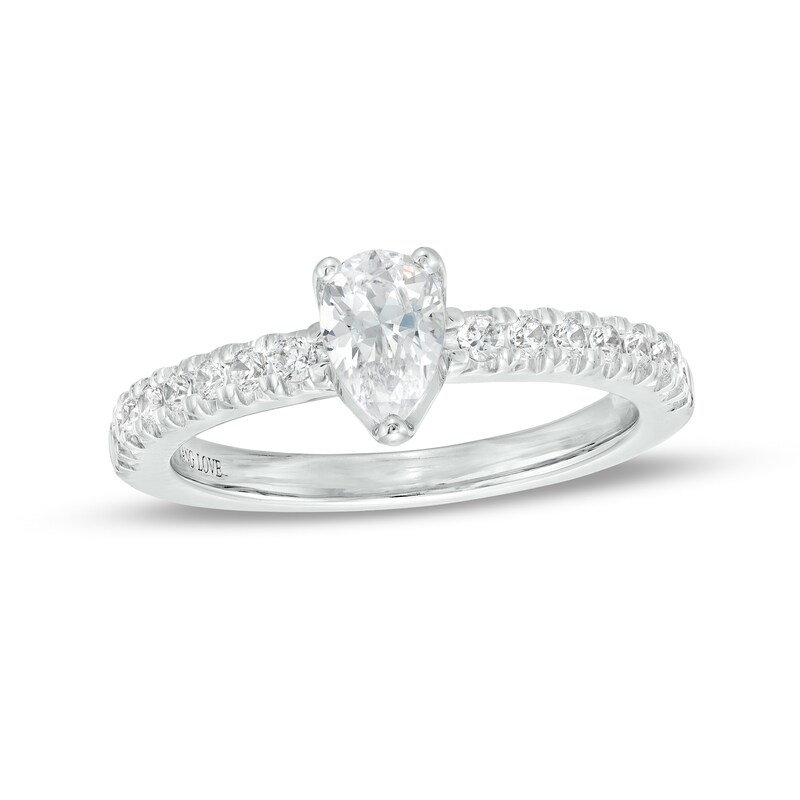 Main Image 1 of Vera Wang Love Collection 3/4 CT. T.W. Pear-Shaped Diamond Engagement Ring in 14K White Gold