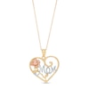 Thumbnail Image 1 of "Mom" with Long Stem Rose Swirl Heart Pendant in 10K Tri-Tone Gold