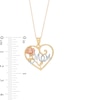 Thumbnail Image 4 of "Mom" with Long Stem Rose Swirl Heart Pendant in 10K Tri-Tone Gold