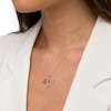 Thumbnail Image 2 of Cursive "Love" with Long Stem Rose Rope-Textured Heart Pendant in 10K Tri-Tone Gold