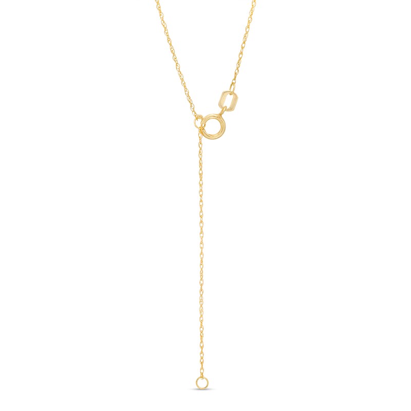 Main Image 3 of Cursive "Love" with Long Stem Rose Rope-Textured Heart Pendant in 10K Tri-Tone Gold