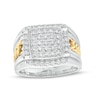 Thumbnail Image 1 of 1 CT. T.W. Cushion-Shaped Multi-Diamond Frame Curb-Style Chain Link Shank Ring in 10K Two-Tone Gold