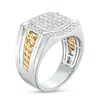 Thumbnail Image 3 of 1 CT. T.W. Cushion-Shaped Multi-Diamond Frame Curb-Style Chain Link Shank Ring in 10K Two-Tone Gold
