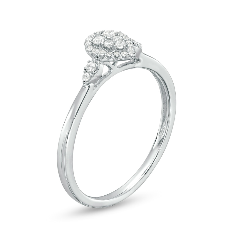 1/6 CT. T.W. Pear-Shaped Multi-Diamond Frame Promise Ring in 10K White Gold