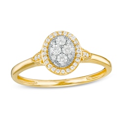 1/5 CT. T.W. Multi-Diamond Oval Frame Vintage-Style Promise Ring in 10K Gold