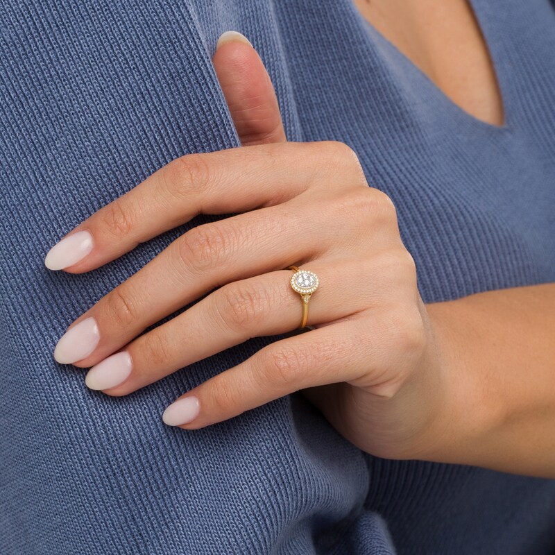 Main Image 2 of 1/5 CT. T.W. Multi-Diamond Oval Frame Vintage-Style Promise Ring in 10K Gold