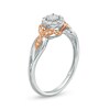 Thumbnail Image 2 of 1/5 CT. T.W. Diamond Frame Split Shank Leaf-Sides Flower Promise Ring in 10K Two-Tone Gold