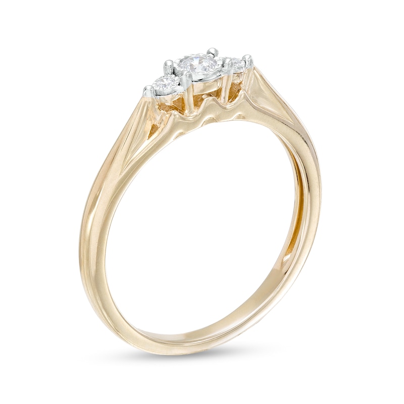 Main Image 3 of 1/10 CT. T.W. Diamond Three Stone Promise Ring in 10K Gold
