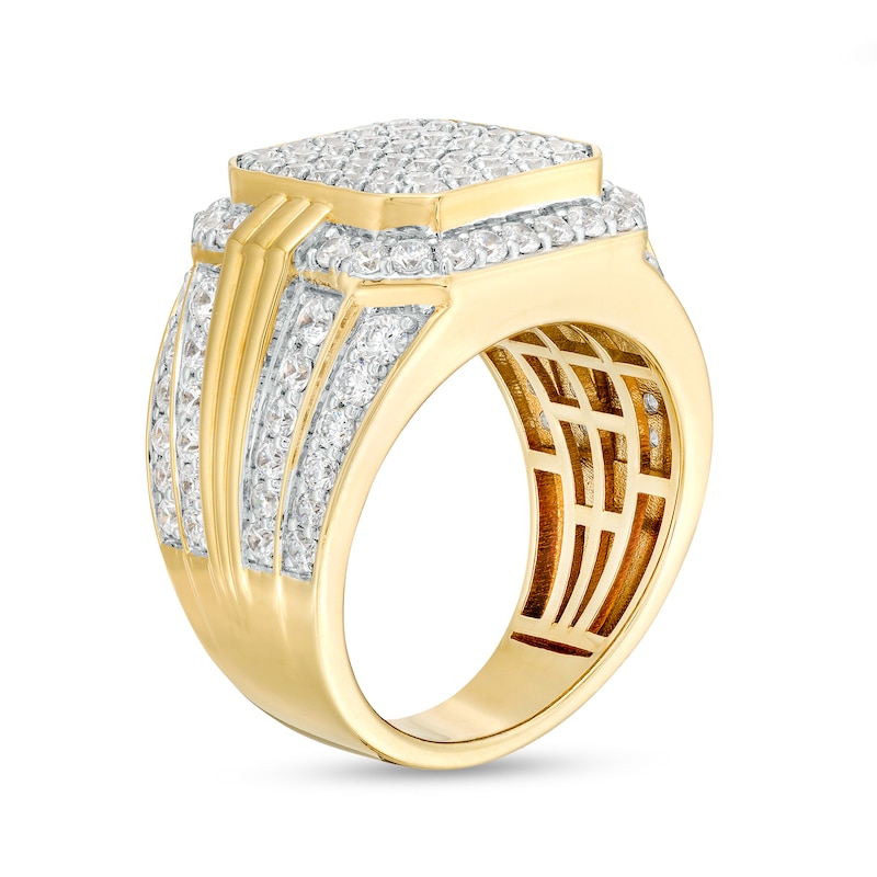 Main Image 3 of 3-1/3 CT. T.W. Certified Square-Shaped Lab-Grown Multi-Diamond Frame Ring in 14K Gold (F/SI2)