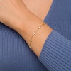 Thumbnail Image 2 of 1/8 CT. T.W. Diamond Sideways Gothic-Style Cross Station Bracelet in 10K Gold – 7.25"