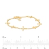 Thumbnail Image 4 of 1/8 CT. T.W. Diamond Sideways Gothic-Style Cross Station Bracelet in 10K Gold – 7.25"