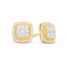 Thumbnail Image 1 of 1/2 CT. T.W. Cushion-Shaped Multi-Diamond Frame Vintage-Style Stud Earrings in 10K Gold