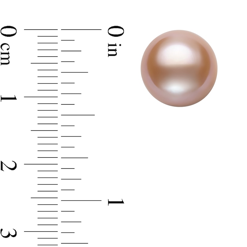 11.0-12.0mm Pink Cultured Freshwater Pearl Stud Earrings in 14K Gold