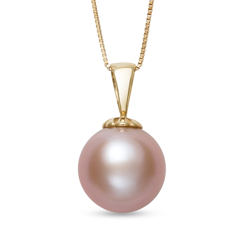 Main Image 1 of 11.0-12.0mm Pink Freshwater Cultured Pearl Pendant in 14K Gold