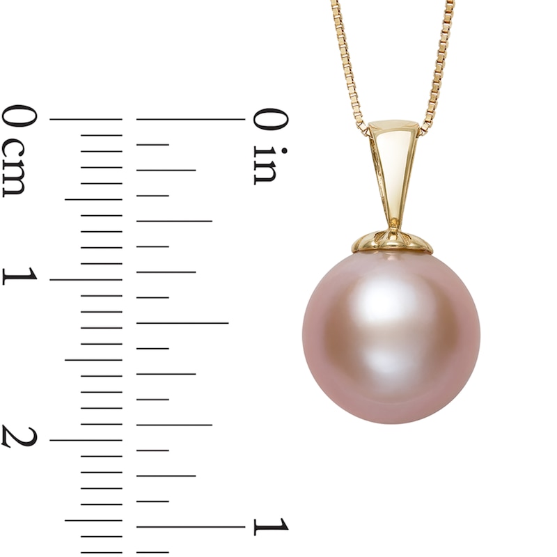 Main Image 2 of 11.0-12.0mm Pink Freshwater Cultured Pearl Pendant in 14K Gold