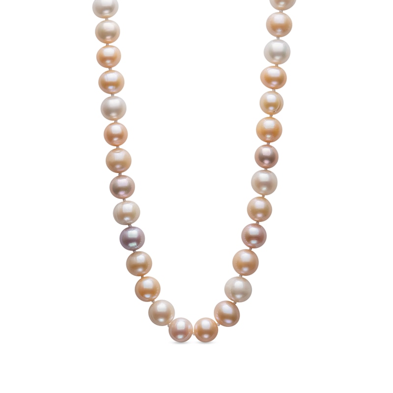 10.5-12.5mm Multi-Color Cultured Freshwater Pearl Strand Necklace with 14K Gold Clasp 