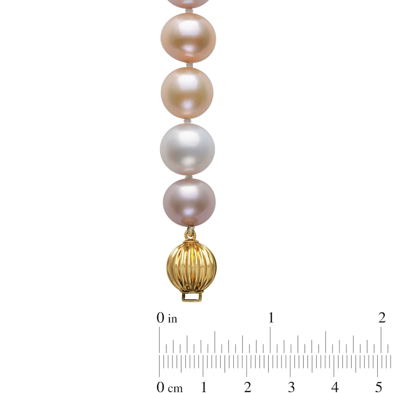 10.5-12.5mm Multi-Color Cultured Freshwater Pearl Strand Necklace with 14K Gold Clasp 