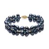 Thumbnail Image 1 of 3.0-7.0mm Oval and Baroque Dyed Black Freshwater Cultured Pearl Strand Bracelet with 14K Gold Clasp