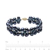 Thumbnail Image 3 of 3.0-7.0mm Oval and Baroque Dyed Black Freshwater Cultured Pearl Strand Bracelet with 14K Gold Clasp
