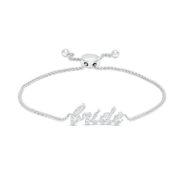 1/4 CT. T.W. Diamond Cursive "bride" Bolo Bracelet in Sterling Silver – 9.5"