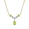 Thumbnail Image 1 of Pear-Shaped Peridot and 1/10 CT. T.W. Diamond "Y" Necklace in 14K Gold - 16"