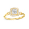 Thumbnail Image 0 of 1/4 CT. T.W. Multi-Diamond Square Frame Twist Shank Promise Ring in 10K Gold