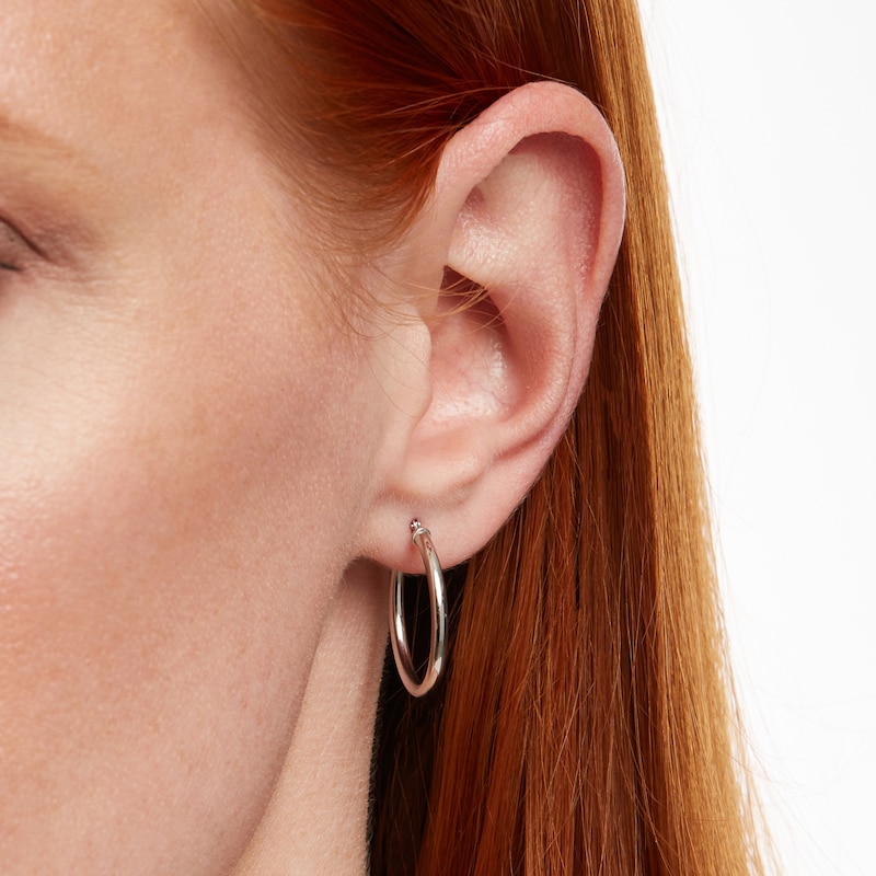 Main Image 2 of 23.0mm Tube Hoop Earrings in 14K White Gold