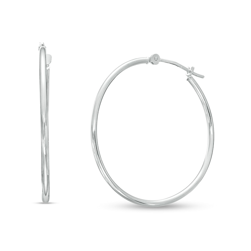 Main Image 1 of 28.0mm Tube Hoop Earrings in 14K White Gold
