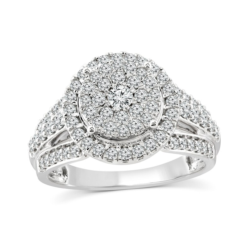 Main Image 1 of 1 CT. T.W. Multi-Diamond Frame Split Shank Engagement Ring in 14K White Gold