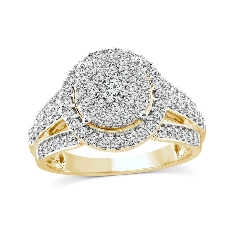 Main Image 1 of 1 CT. T.W. Multi-Diamond Frame Split Shank Engagement Ring in 14K Gold