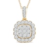 Thumbnail Image 1 of 3/4 CT. T.W. Cushion-Shaped Multi-Diamond Flower Frame Pendant in 14K Gold