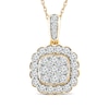 Thumbnail Image 0 of 3/4 CT. T.W. Cushion-Shaped Multi-Diamond Flower Frame Pendant in 14K Gold