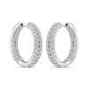 Thumbnail Image 1 of 2 CT. T.W. Diamond Double Row Inside-Out Hoop Earrings in 14K White Gold