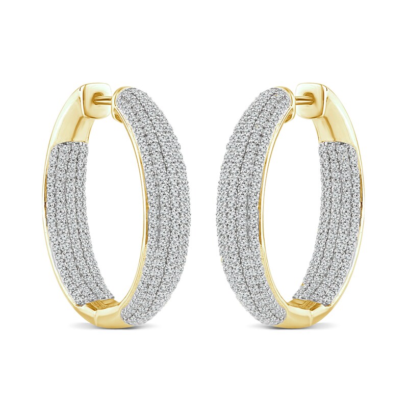 Main Image 1 of 2 CT. T.W. Diamond Multi-Row Inside-Out Hoop Earrings in 14K Gold