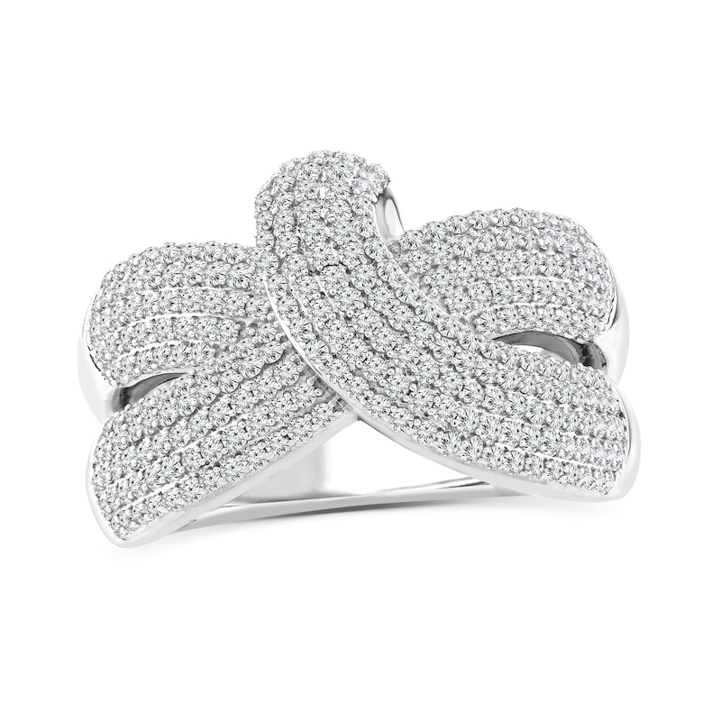 Main Image 1 of 1 CT. T.W. Diamond Multi-Row Crossover Ring in 14K White Gold